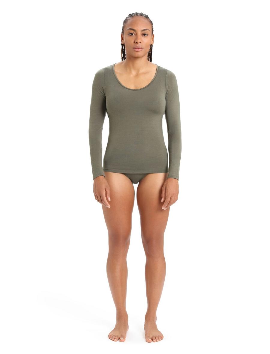 Loden Women's Icebreaker Merino Siren Long Sleeve Sweetheart Top Underwear | USA 1688KORI